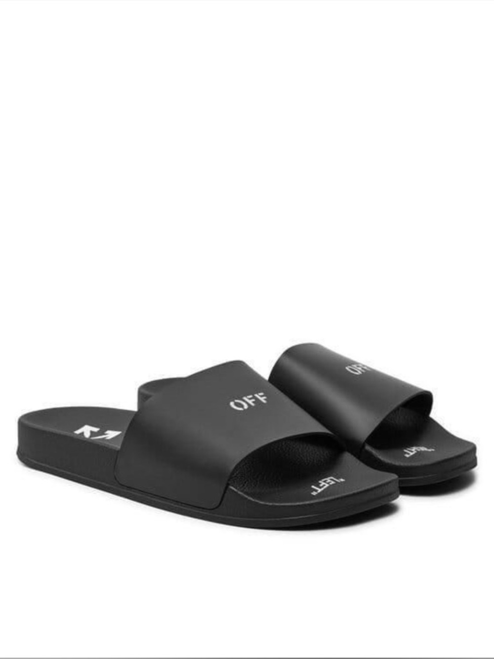 Off-White “OFF” Pool Slides Black Rubber Sandals Size 8 NWT Full Set Box & Tags